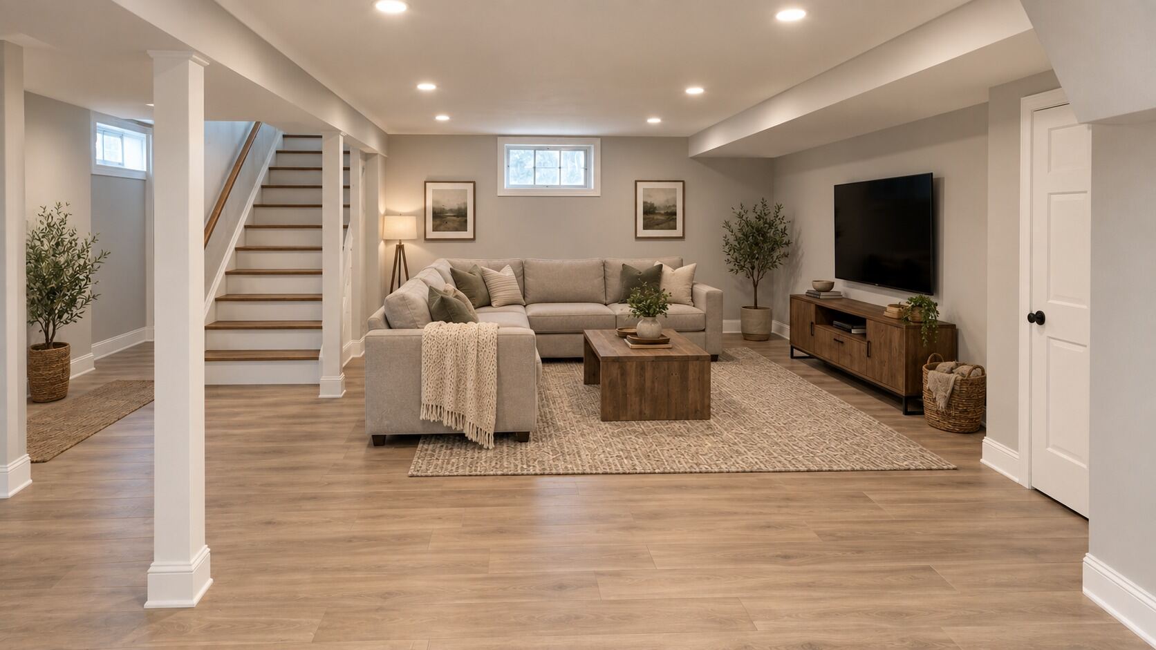 Same basement remodeled into finished living space