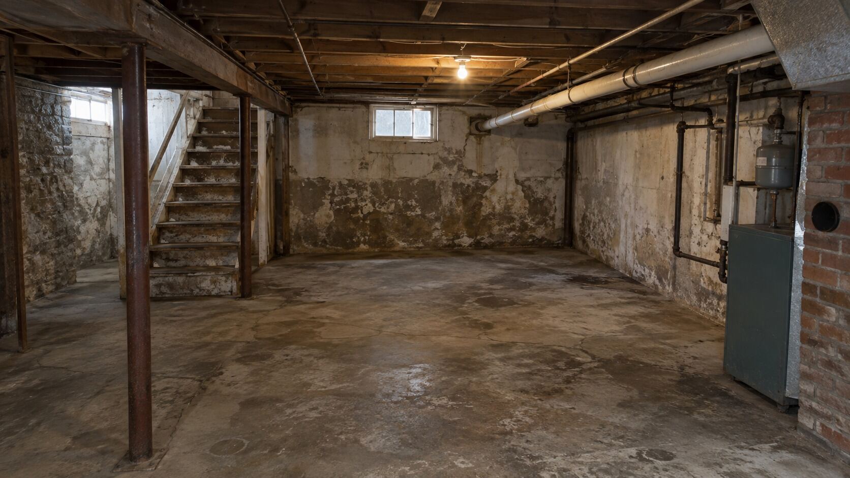 Old unfinished basement before remodeling