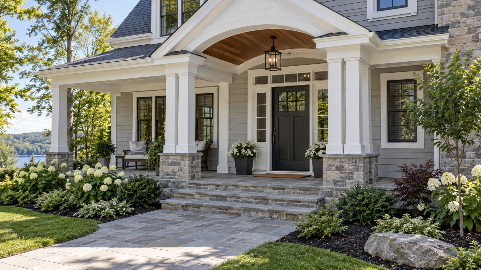 Finished New England style home entry